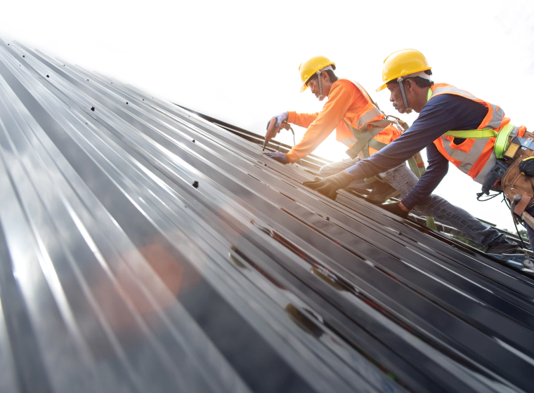 metal roof under repair